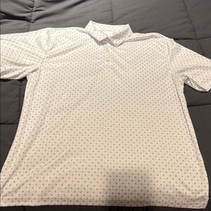 Elegant White Patterned Polo Shirt